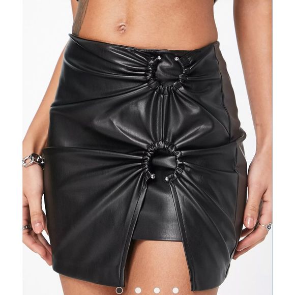 Bershka Dresses & Skirts - Bershka double ring detail PU mini skirt in black